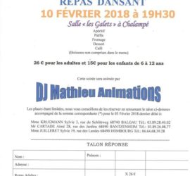 Repas dansant le 10 février 2018